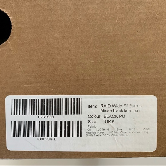 RAID ASOS New In Box Wide Fit Micah lace up flat ankle boots in black Size 5 - Picture 14 of 16